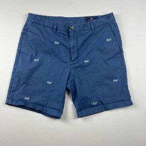 Vineyard Vines Shorts Mens 36 Blue Whale Embroidered Chino Preppy Casual Cotton